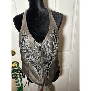 Vintage Harley Davidson Women’s Leather Crop Top Vest/Shadow Crest/Halter